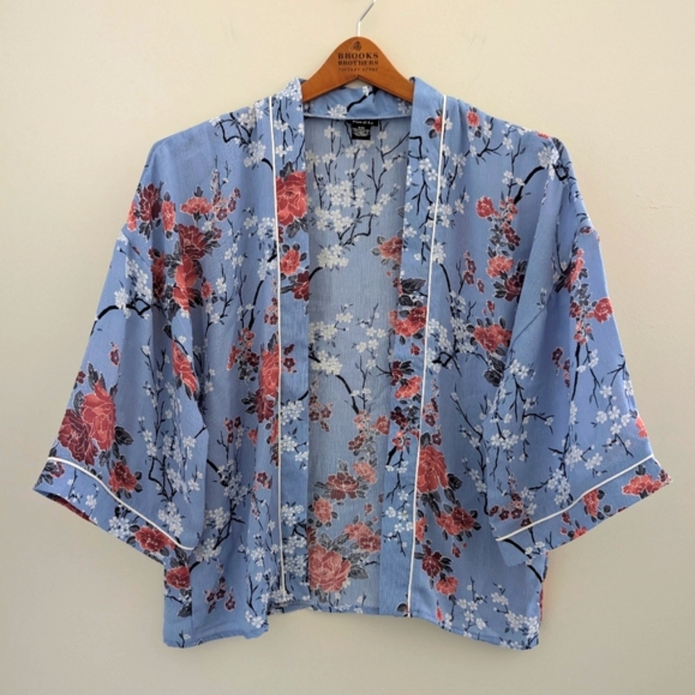 Floral Kimono Top Open Blouse Coverup Rue21 Women's S/ M Sakura  Cherry Blossom